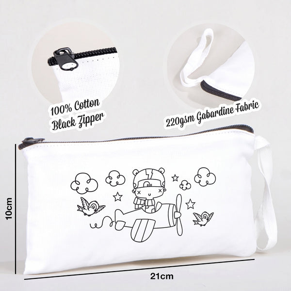 Paintable Pencil Case with The World of Helicopters Design – 8" × 4" - 6 oz - Pamusan.com