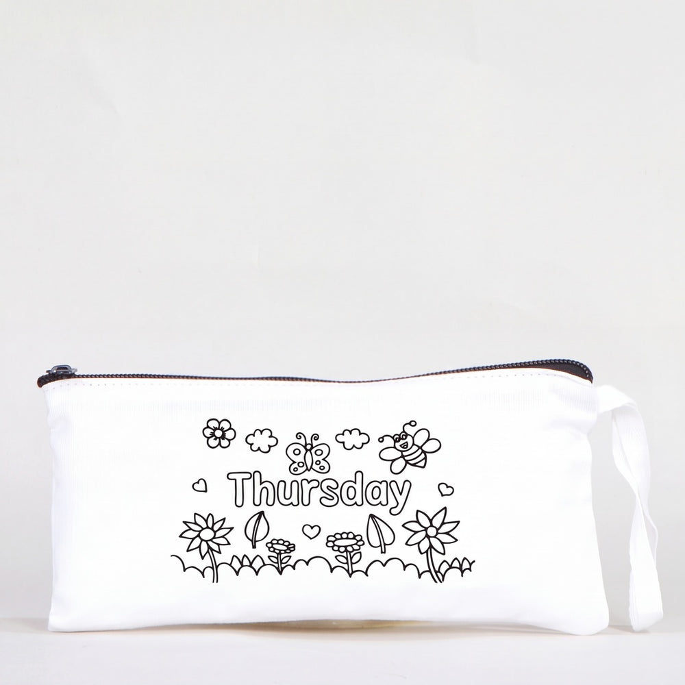 Paintable Pencil Case with Thursday Design – 8" × 4" - 6 oz - Pamusan.com