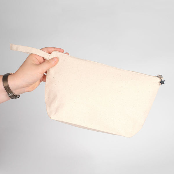 Canvas Clutch Pencil Case with Star Zipper Pull – Natural Cotton - Pamusan.com