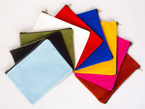 Clutch Bag White 8"x6" – Custom Logo Cotton Makeup & Personalized Cosmetic Pouch - Pamusan.com