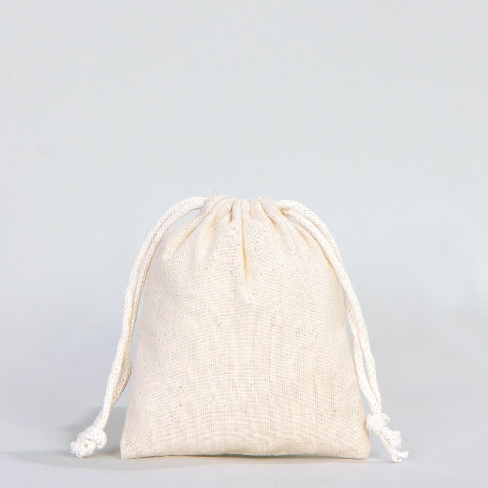 Pochette à cordon en coton naturel de 10 × 13 cm pour emballage de produits écologique