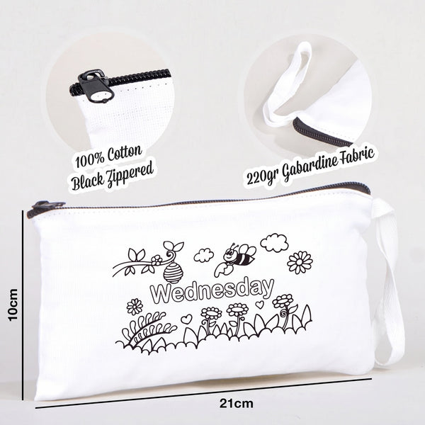 Paintable Pencil Case with Wednesday Design – 8" × 4" - 6 oz - Pamusan.com