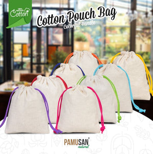 Fabric Pouch 4" W x 5" H (10 cm x 13 cm) - Fuchsia Handle (Customize) - Pamusan.com