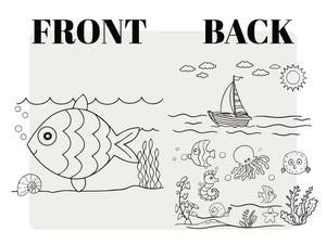 Fish Coloring Drawstring Bag for Kids – Cotton Backpack for Crafts — back view | Pamusan