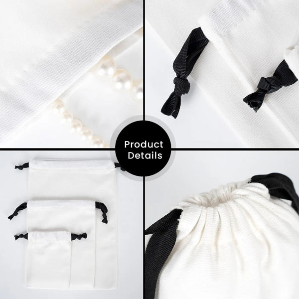 New Year Drawstring Pouch – Holiday Cotton Gift Bag with Black Strings - Pamusan.com