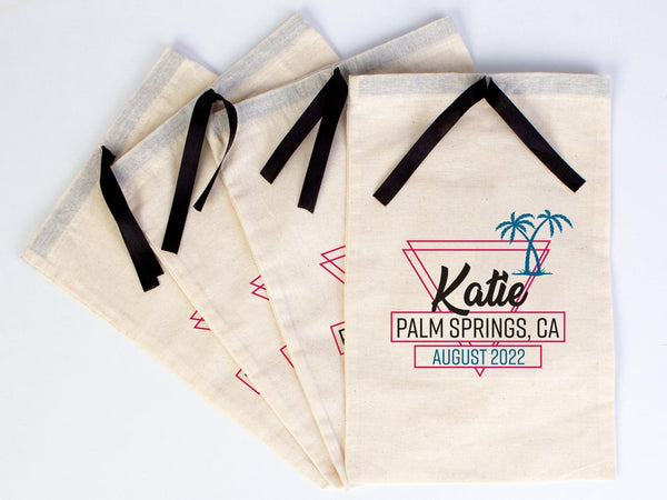Hangover bags with Black Ribbon - Wedding Recovery Kit Party Bachelorette Birthday Party — custom print | Pamusan