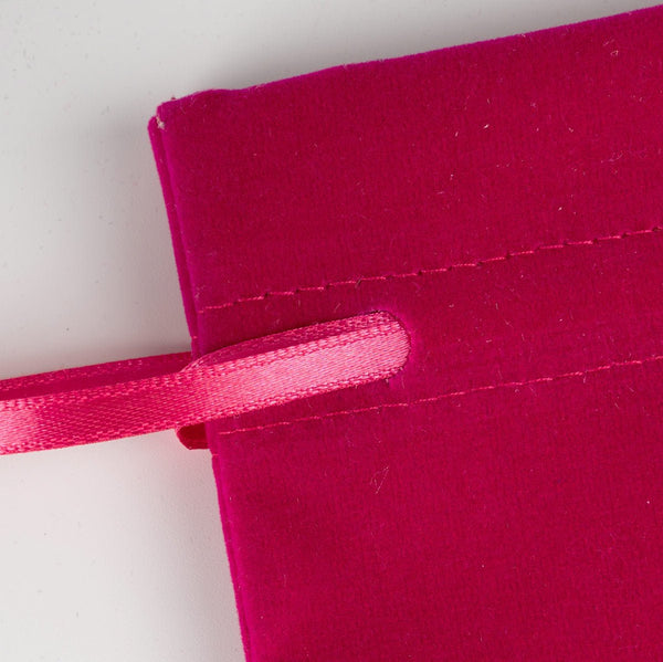 Velvet Rose Drawstring Pouch – Fuchsia – 4" × 5" (10 × 13 cm) - Pamusan.com