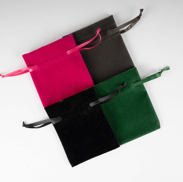 Velvet Rose Drawstring Pouch – Green – 4" × 5" (10 × 13 cm) - Pamusan.com
