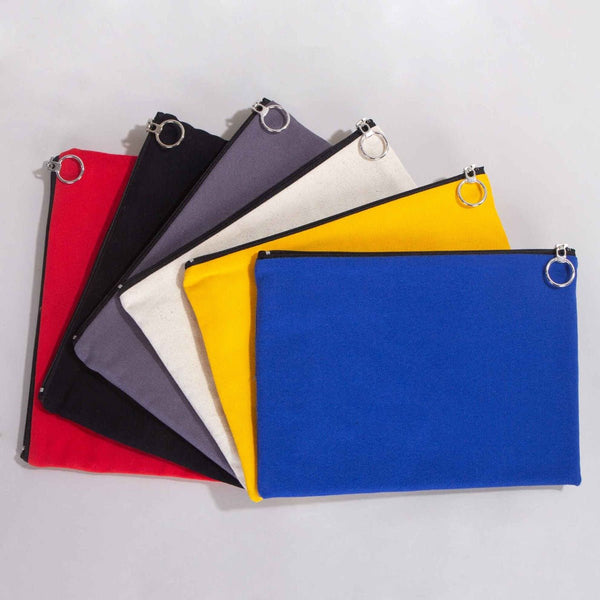 Yellow Cotton Zippered Clutch Pouch – 12" × 8" (30 × 21 cm) – 10 oz Fabric - Pamusan.com